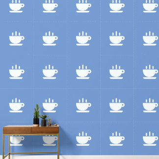 White Cup Of Java Blue Kitchen Wallpaper