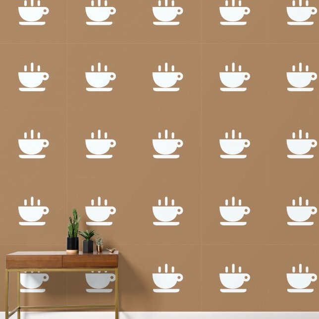  White Cup Of Java Lt Brown Kitchen  Wallpaper (Hallway)