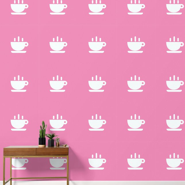  White Cup Of Java Pink Kitchen  Wallpaper (Hallway)