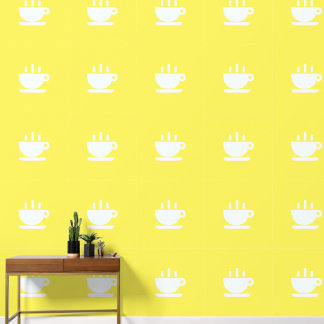 White Cup Of Java Yellow Kitchen Wallpaper