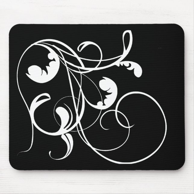 White Curls Mouse Mat (Front)