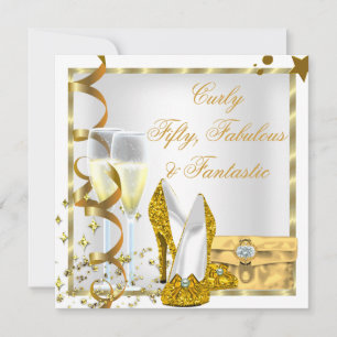 WHITE Curly Fabulous Fantastic Invitation