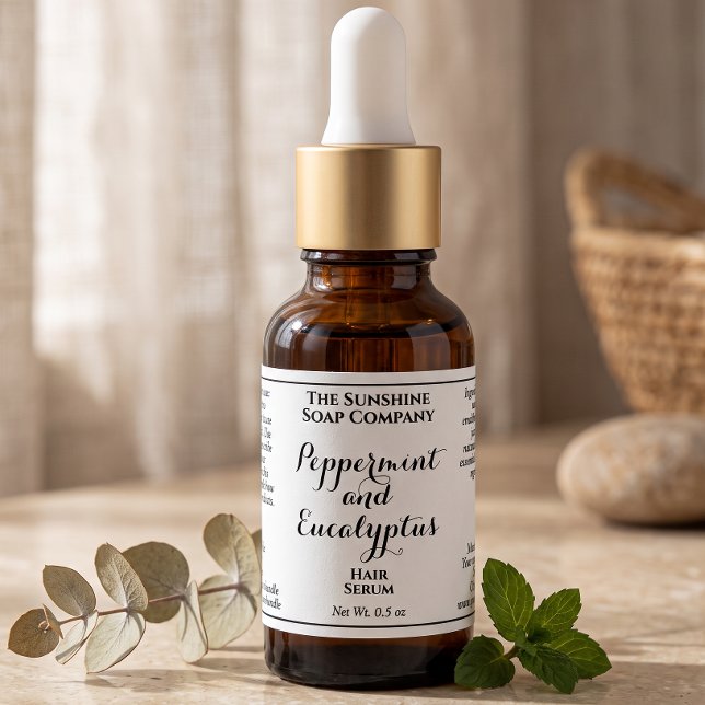 White curly text cosmetics dropper bottle label  (Creator Uploaded)