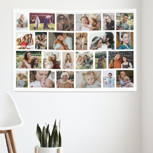 White Custom 24 Photo Collage Party Banner