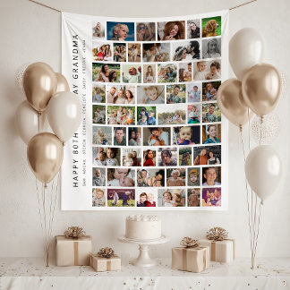 White Custom 54 Photo Collage Party Tapestry