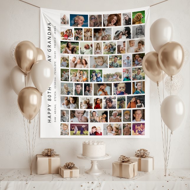 White Custom 54 Photo Collage Party Tapestry (Creator Uploaded)