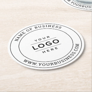 White Custom Business Logo Branded Round Paper Coaster