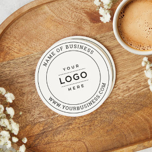 White Custom Business Logo Branded Round Paper Coaster
