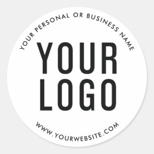 White Custom Business Logo Company Classic Round Sticker