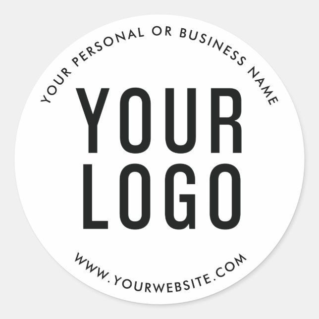 White Custom Business Logo Company Classic Round Sticker (Front)