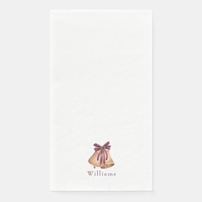White Custom Christmas Bells Holiday Napkin (Front)