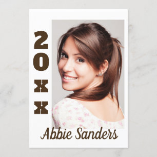 White Custom Colour Graduation Photo Save the Date Invitation