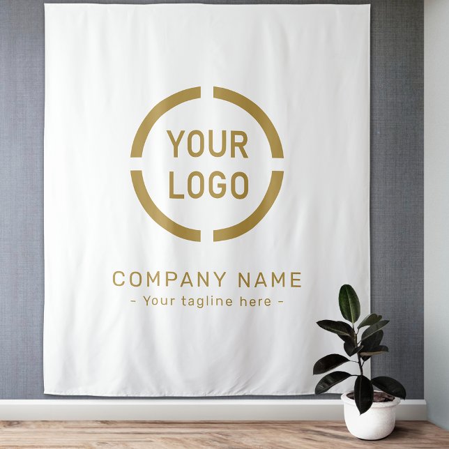 White Custom Company Logo Backdrop For Events Tapestry (White Custom Company Logo Backdrop For Events)
