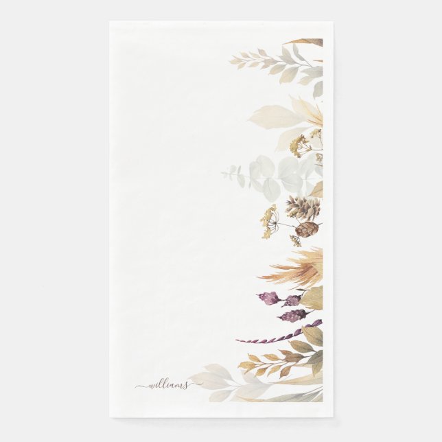  White Custom Family Name Fall Foliage  Napkin (Front)