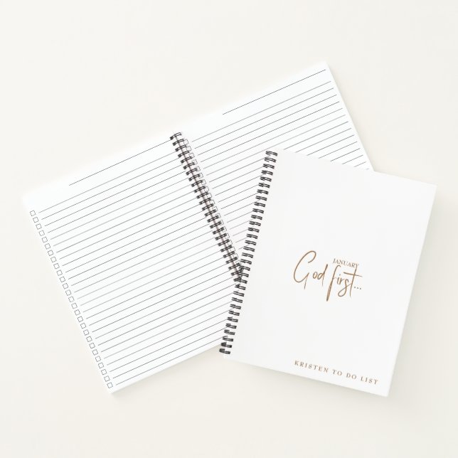 White Custom God 1st Monthly To Do List Checklist Notebook (Inside)