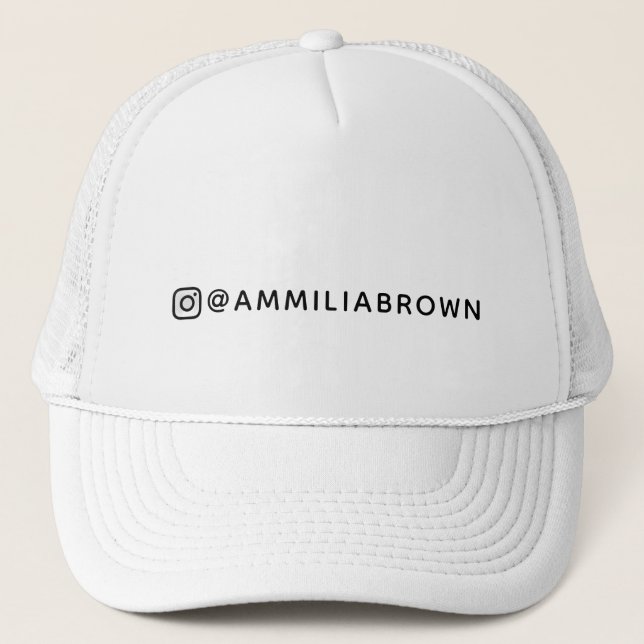 White Custom Instagram Hat | Personalised Name (Front)