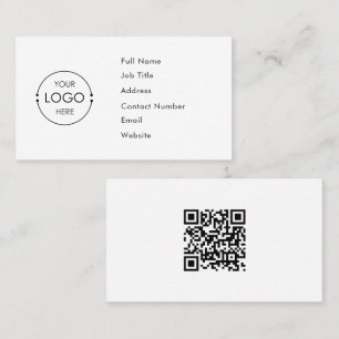 White Custom Logo QR Code Business Card Template
