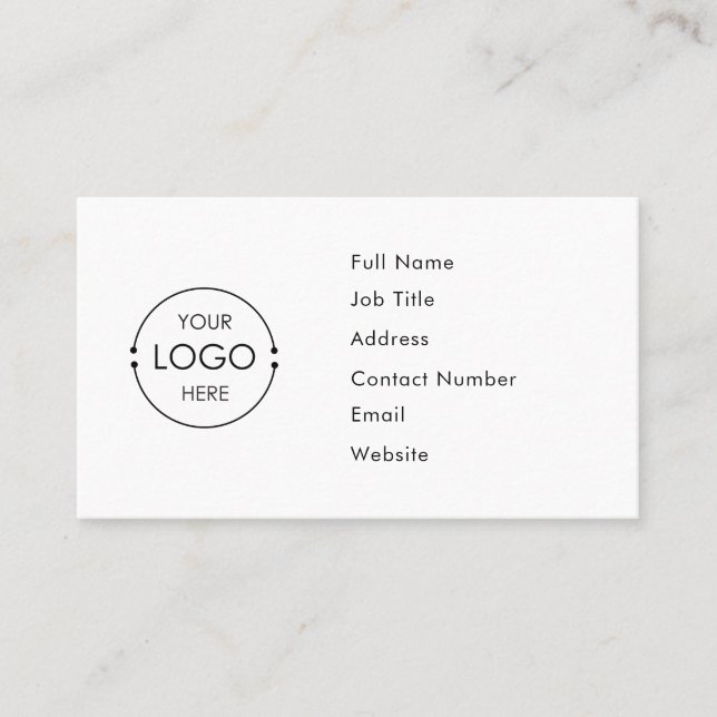 White Custom Logo Simple Business Card Template (Front)