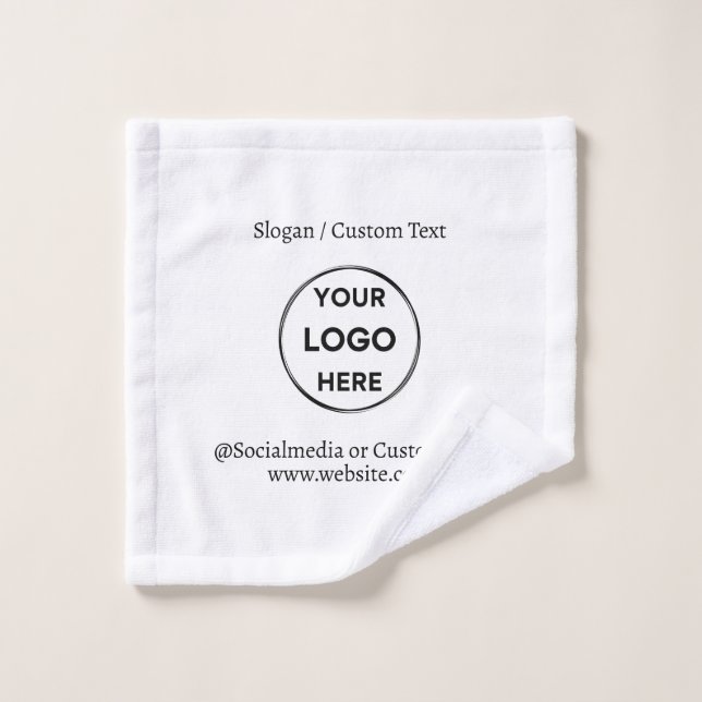White Custom Logo Text Modern Minimalist Business Wash Cloth (Wash Cloth)
