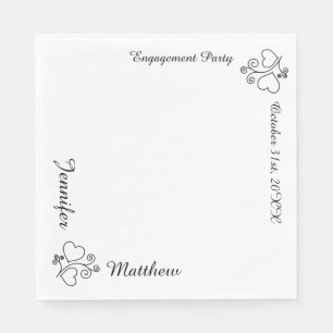 White Custom Printed Name & Date Wedding Napkin