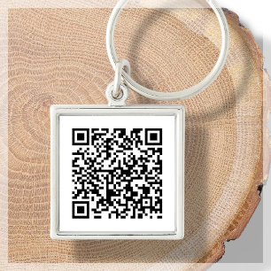 White   Custom QR Code Scannable Keychain