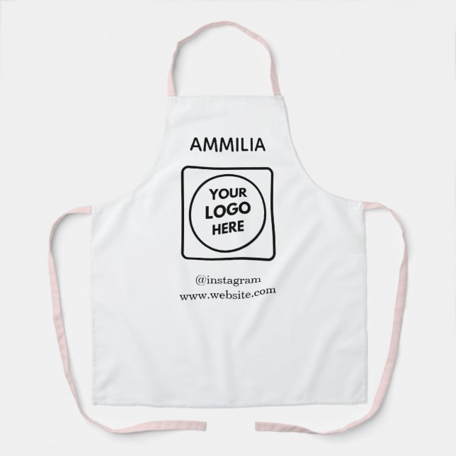 White Custom Staff Name | Branded Business Logo Apron (Front)