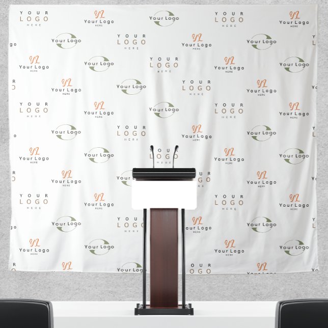 White Custom Three Logo Business Company Backdrop Tapestry (Creator Uploaded)