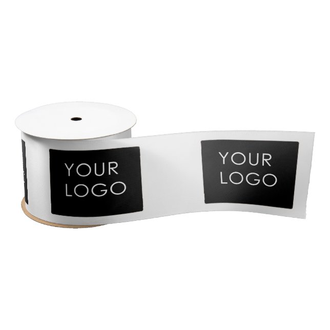 White Customisable Business Add Your Logo   Satin Ribbon (Spool)