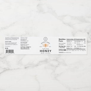 White Customisable Honey Bee Jar Wraparound Label