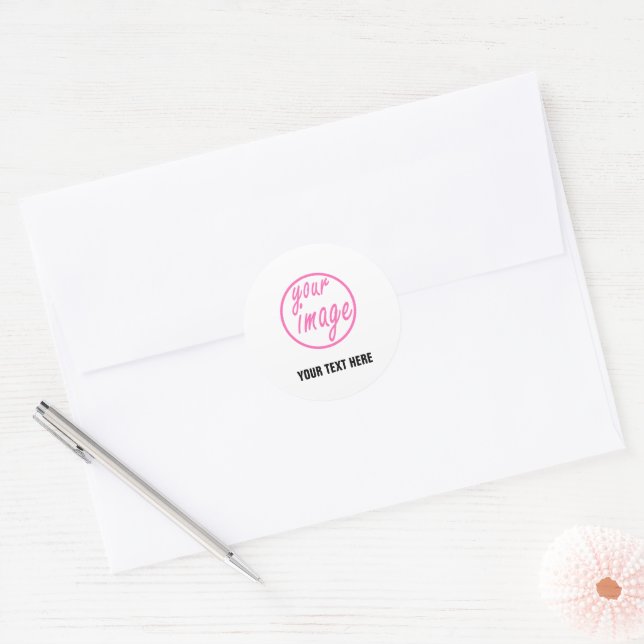White Customisable Image Photo Template Classic Round Sticker (Envelope)