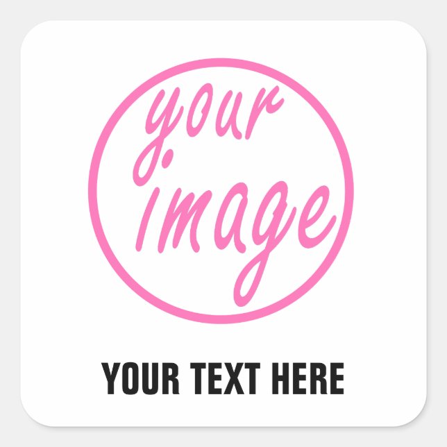 White Customisable Image Photo Template Square Sticker (Front)