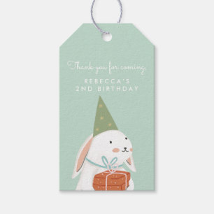 White Cute Bunny Birthday Thank you Gift Tags