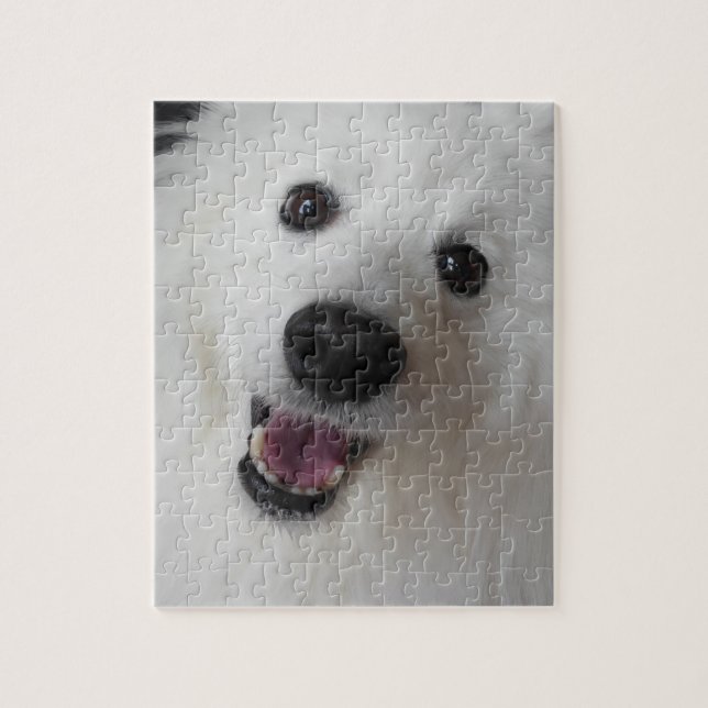 White Cute Dog Smiling Face jigsaw puzzle (Vertical)