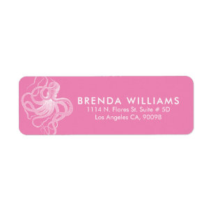White Cute Octopus Pink Background
