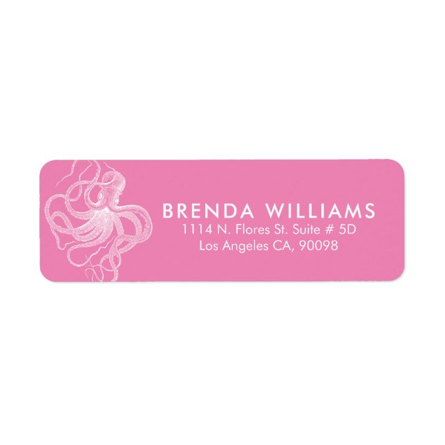 White Cute Octopus Pink Background (Front)