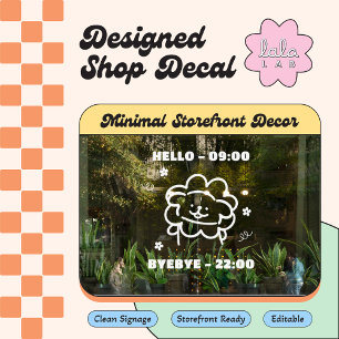 White Cute Pet Grooming Hours Window Decal