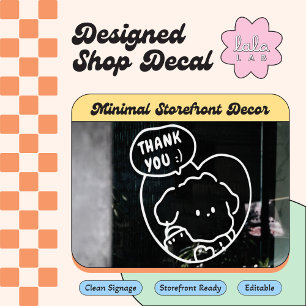 White Cute Thank You & See You Window Decal Decor