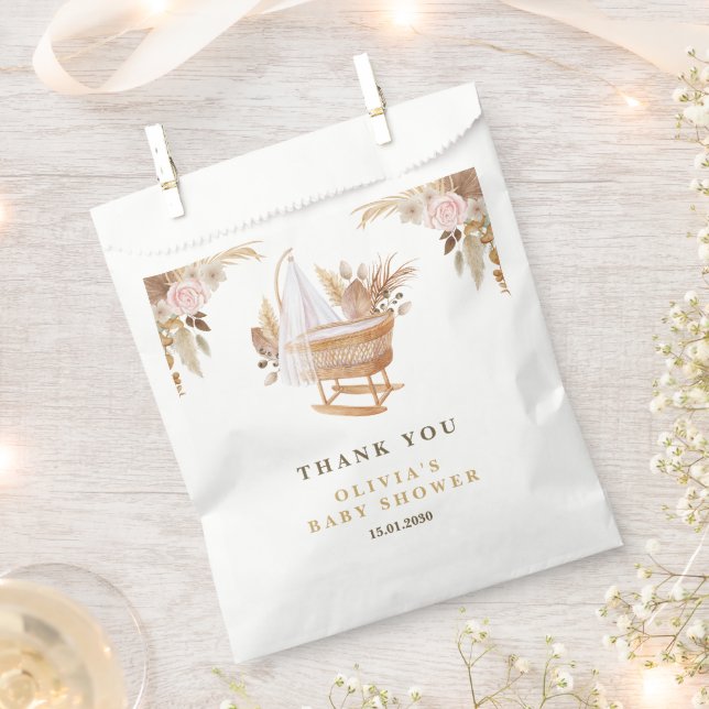 White Cute Watercolor Flower Baby Shower  Favour Bags (Clipped)