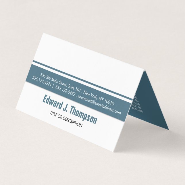 White Cyan Simple Border Price List Business Card (Front)