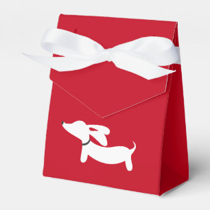 White Dachshund on Red   Love   Valentine's Day Favour Box