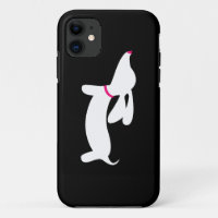 White Dachshund + Pink Nose on Black