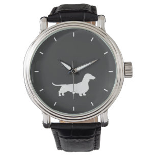 White Dachshund Silhouette Wiener Dog Lover's Watch