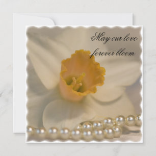 White Daffodil and Pearls Wedding Invitation