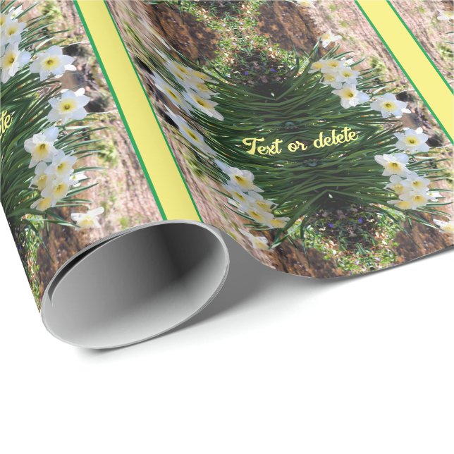  White Daffodil Flowers By Brook Personalised Wrapping Paper (Roll Corner)