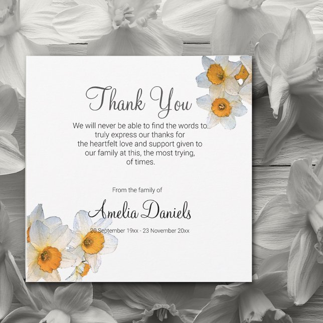 White Daffodil Funeral Thank You Card (Creator Uploaded)