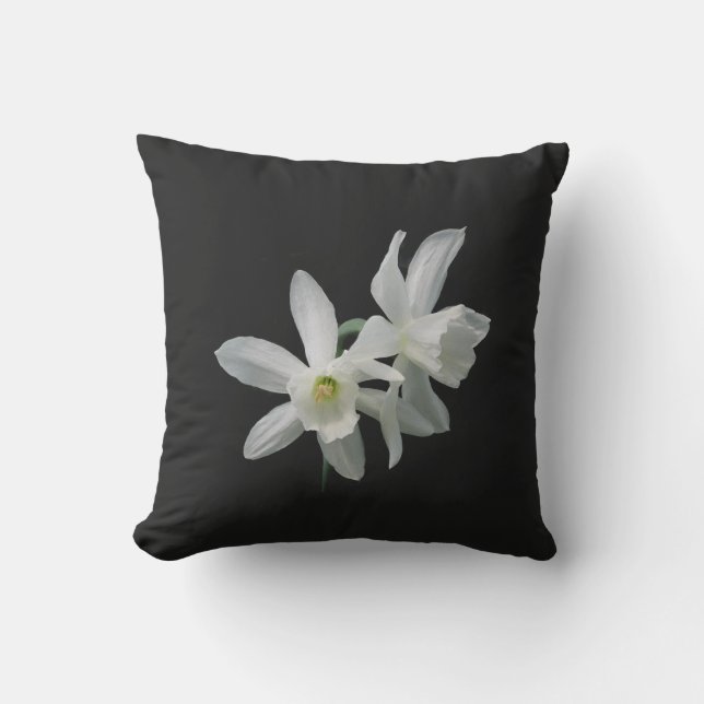 White Daffodil Garden Flowers Outdoor Pillow (Front)
