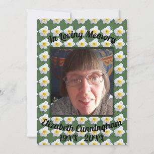 White Daffodil Loving Memory Square Photo Memorial Invitation