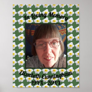 White Daffodil Loving Memory Square Photo Memorial Poster
