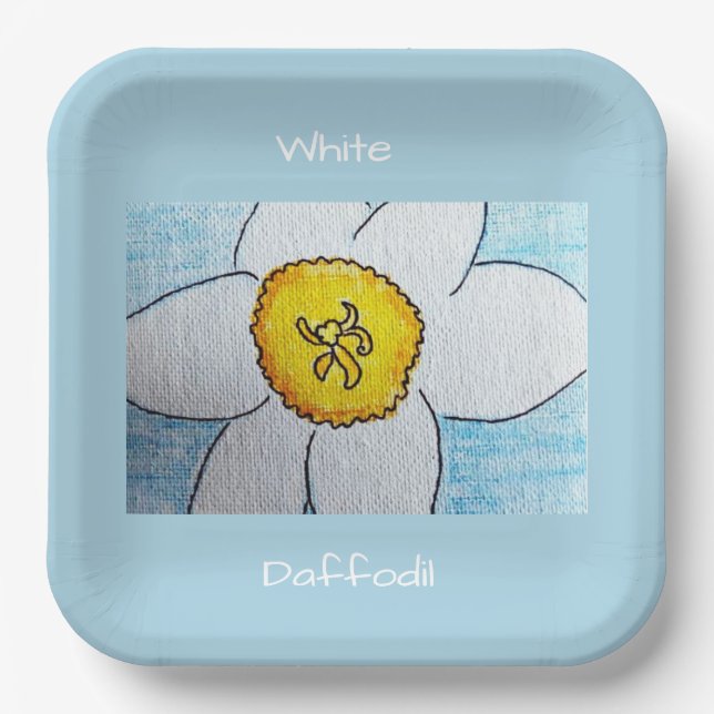 White Daffodil Paper Plate (Front)