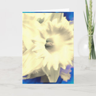 White Daffodil with Blue Fire Blank Greeting Card